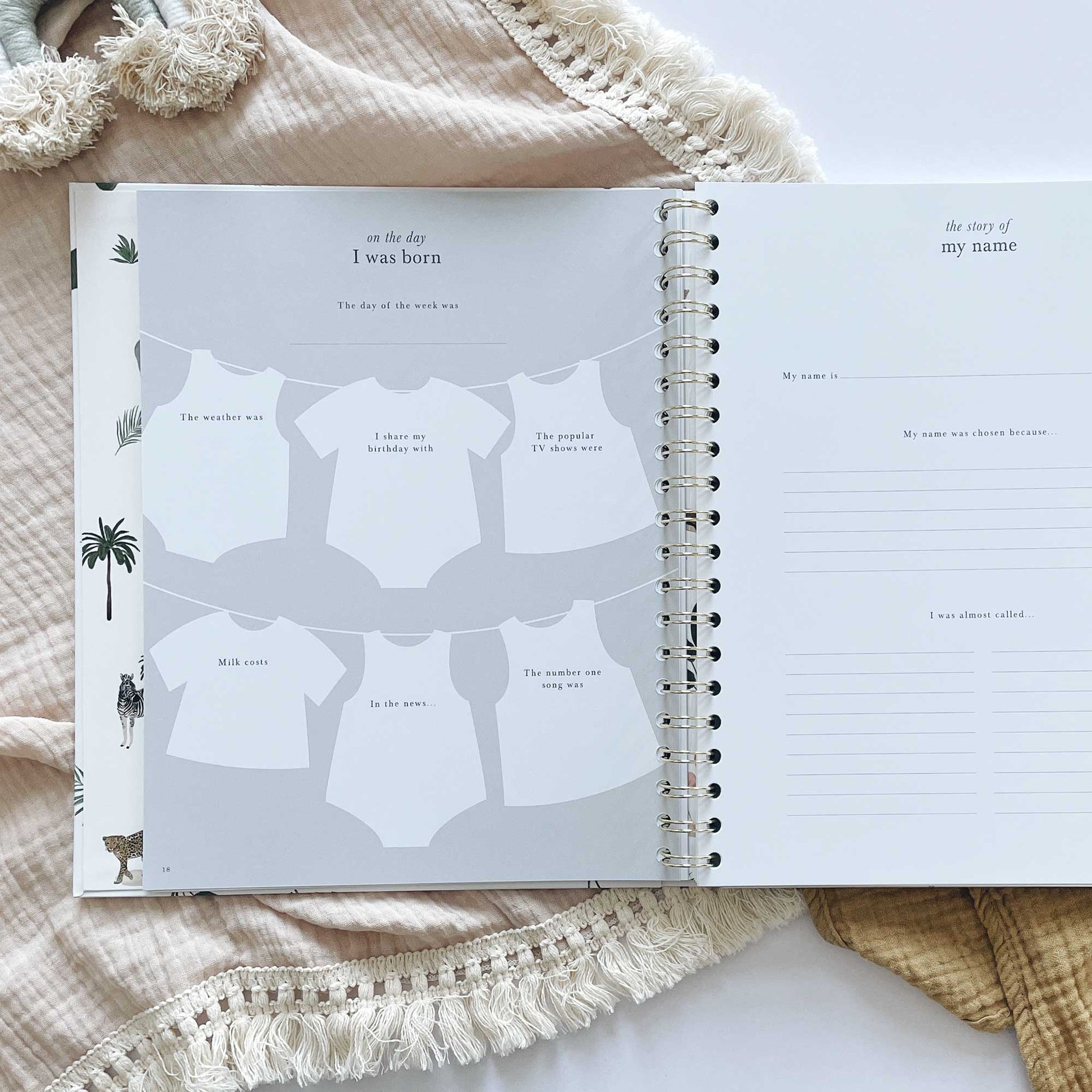 Blush and Gold My Baby Book - Baby Memory Book - Jungle