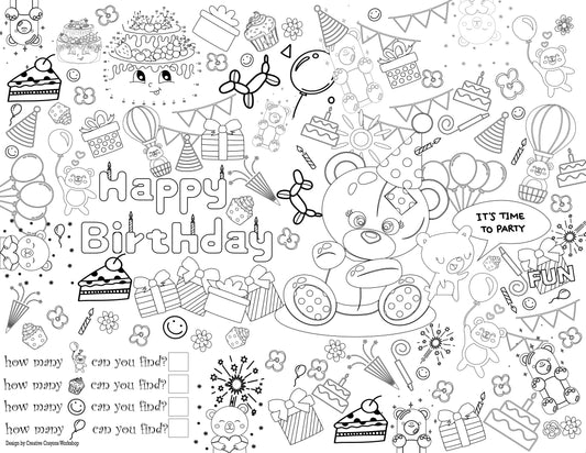 Baby Bear Birthday Coloring Page