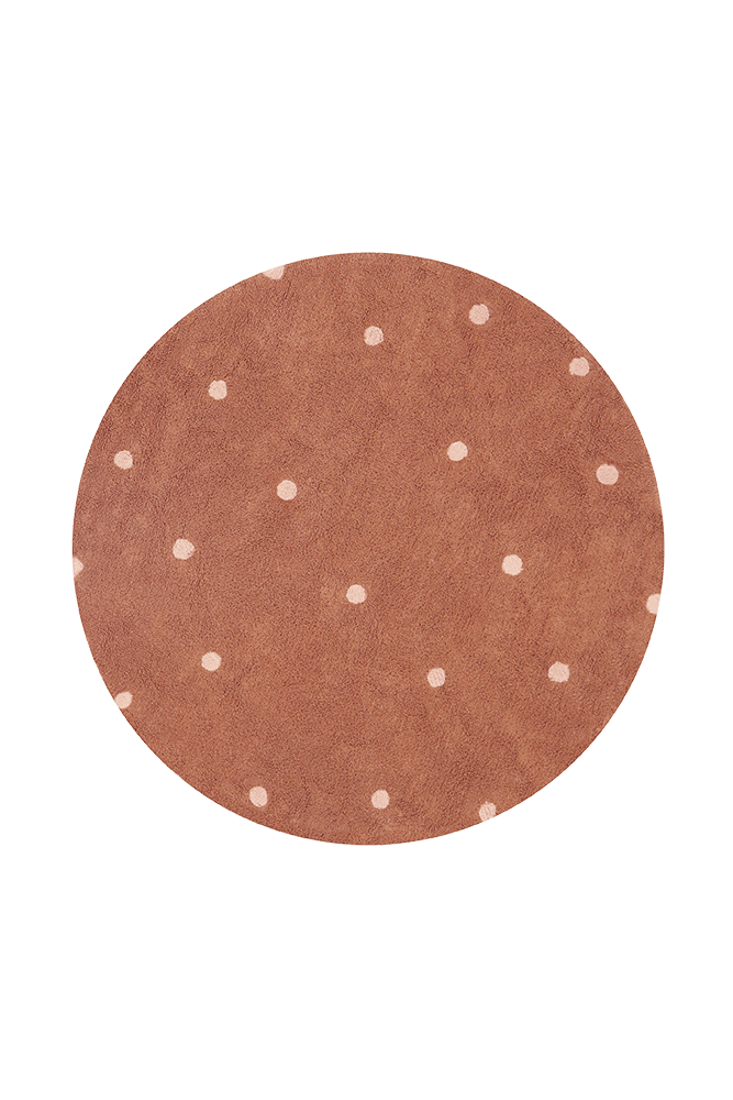Washable Rug Round Dot Chestnut  - Mushroom hunt