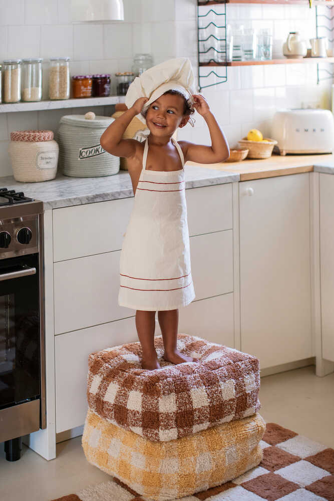 Washable Rug Kitchen Tiles Toffee  - Little Chefs