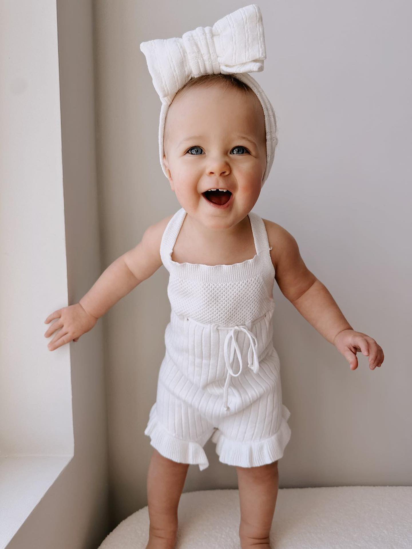 Sleeveless Ruffle Romper - White