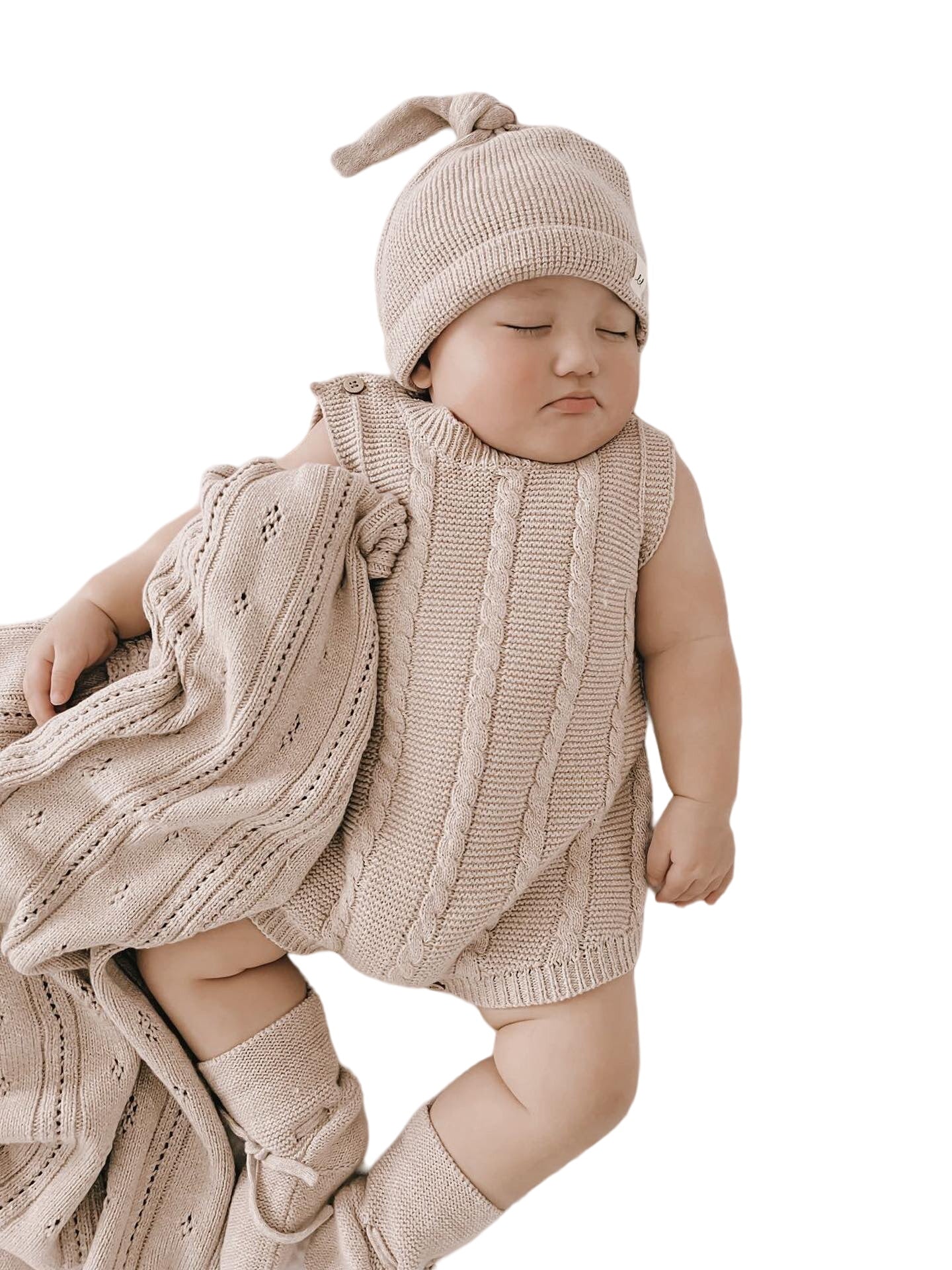 Cable Knit Summer Romper - Heather Beige