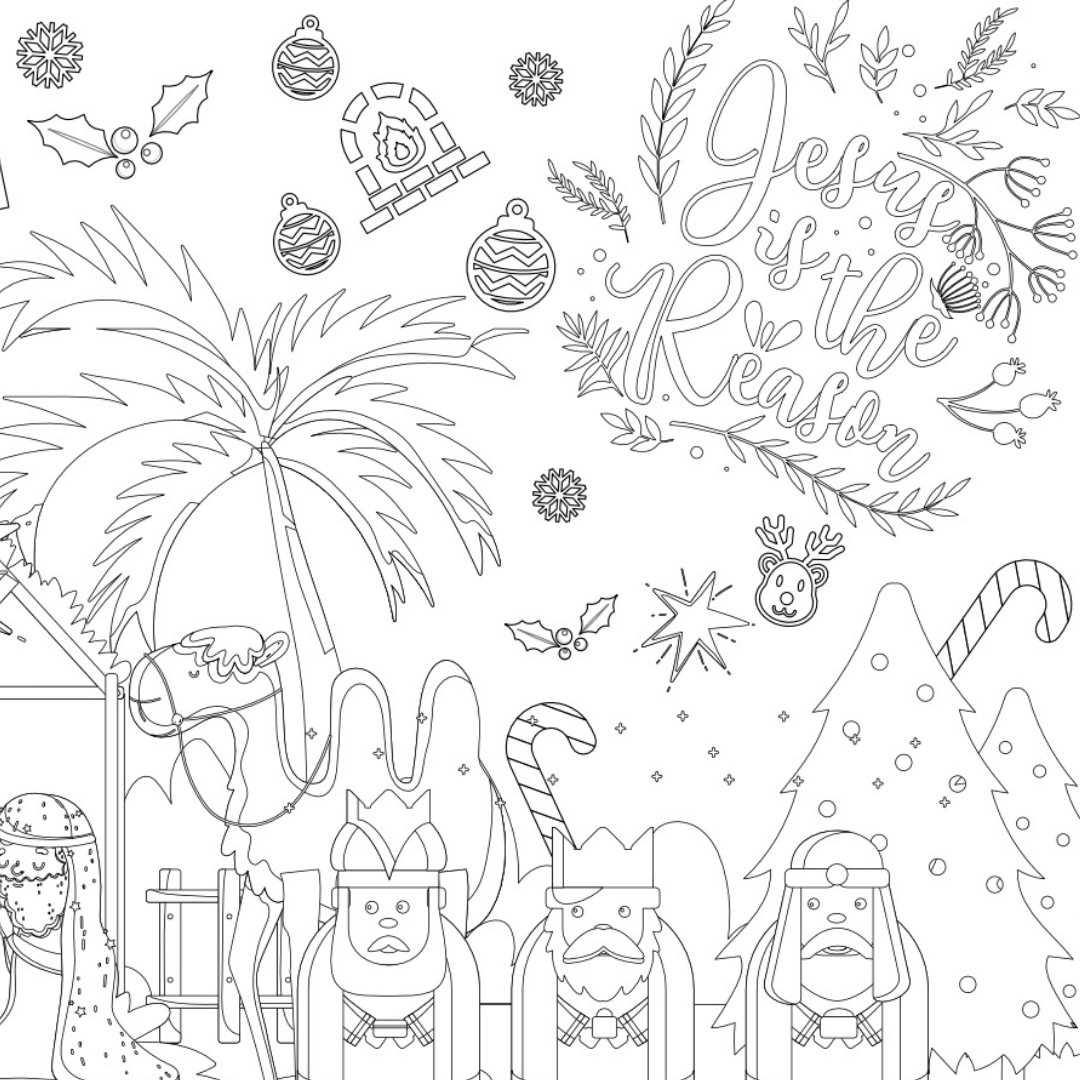 Creative Crayons Workshop Christmas Nativity Coloring Table Cover by Creative Crayons Workshop