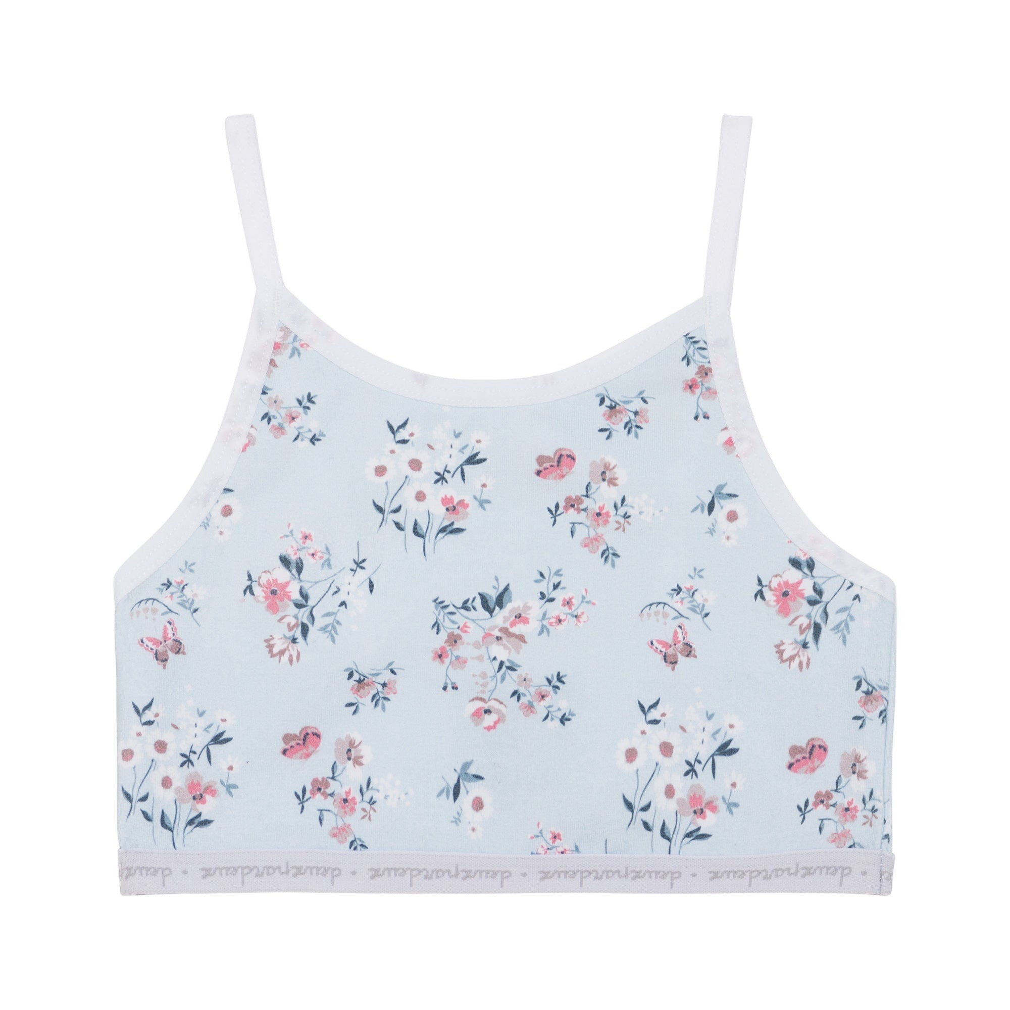 Deux par Deux Printed Crop Top Flower Pastel Blue 