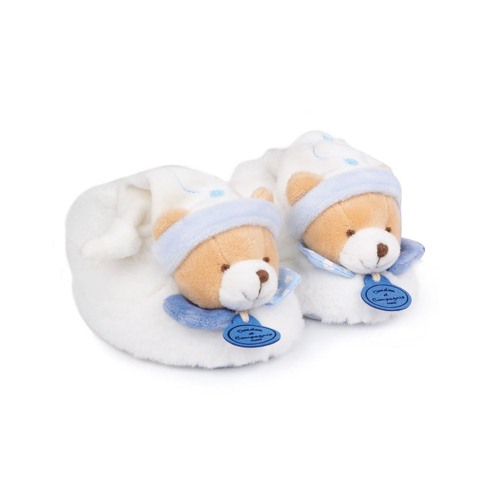 Doudou et Compagnie Blue Bear Baby Booties with Rattle Rattles