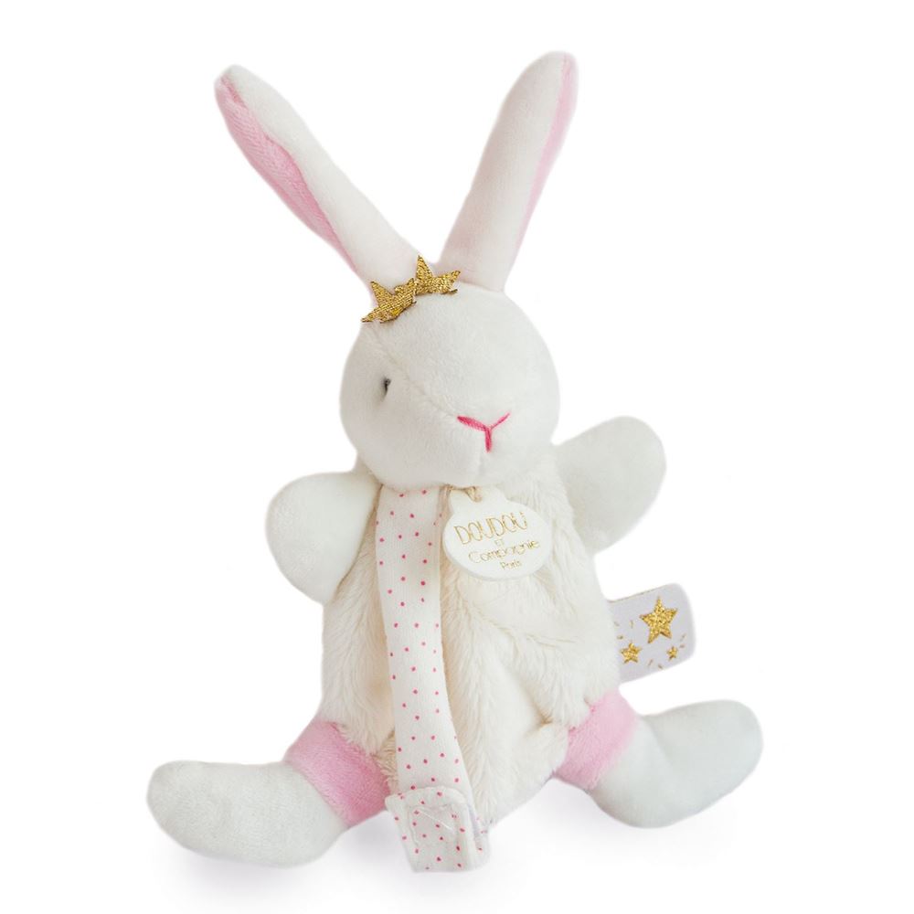 Doudou et Compagnie Star Pink Bunny Plush Pacifier Holder Plushies