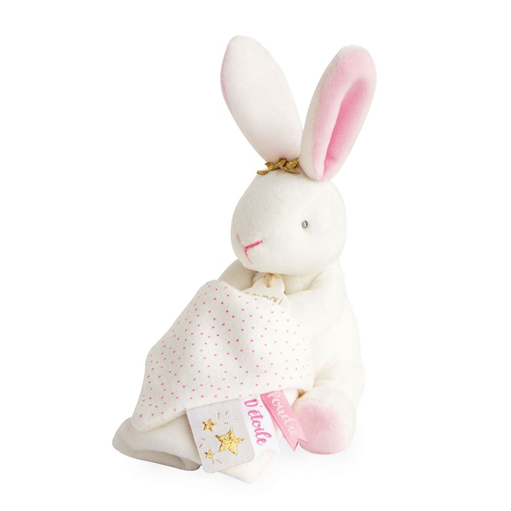 Doudou et Compagnie Star Pink Bunny Plush with Doudou Blanket Plushies