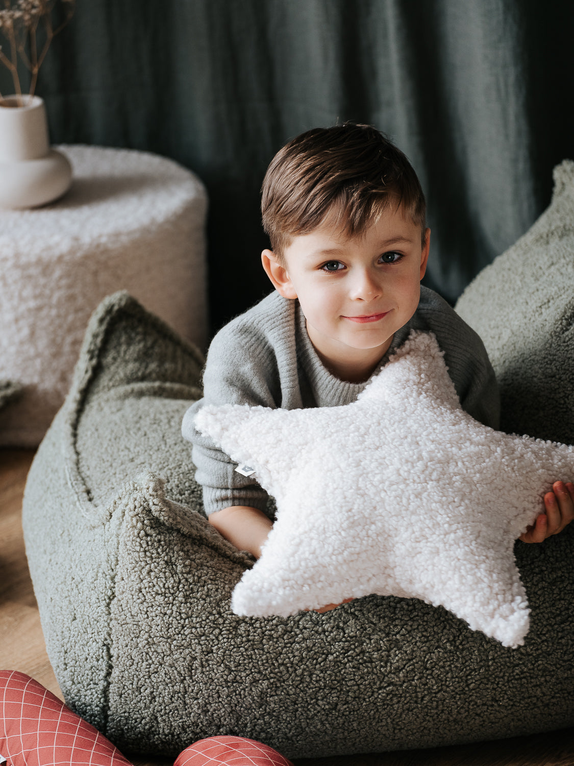 Cream White Star Cushion