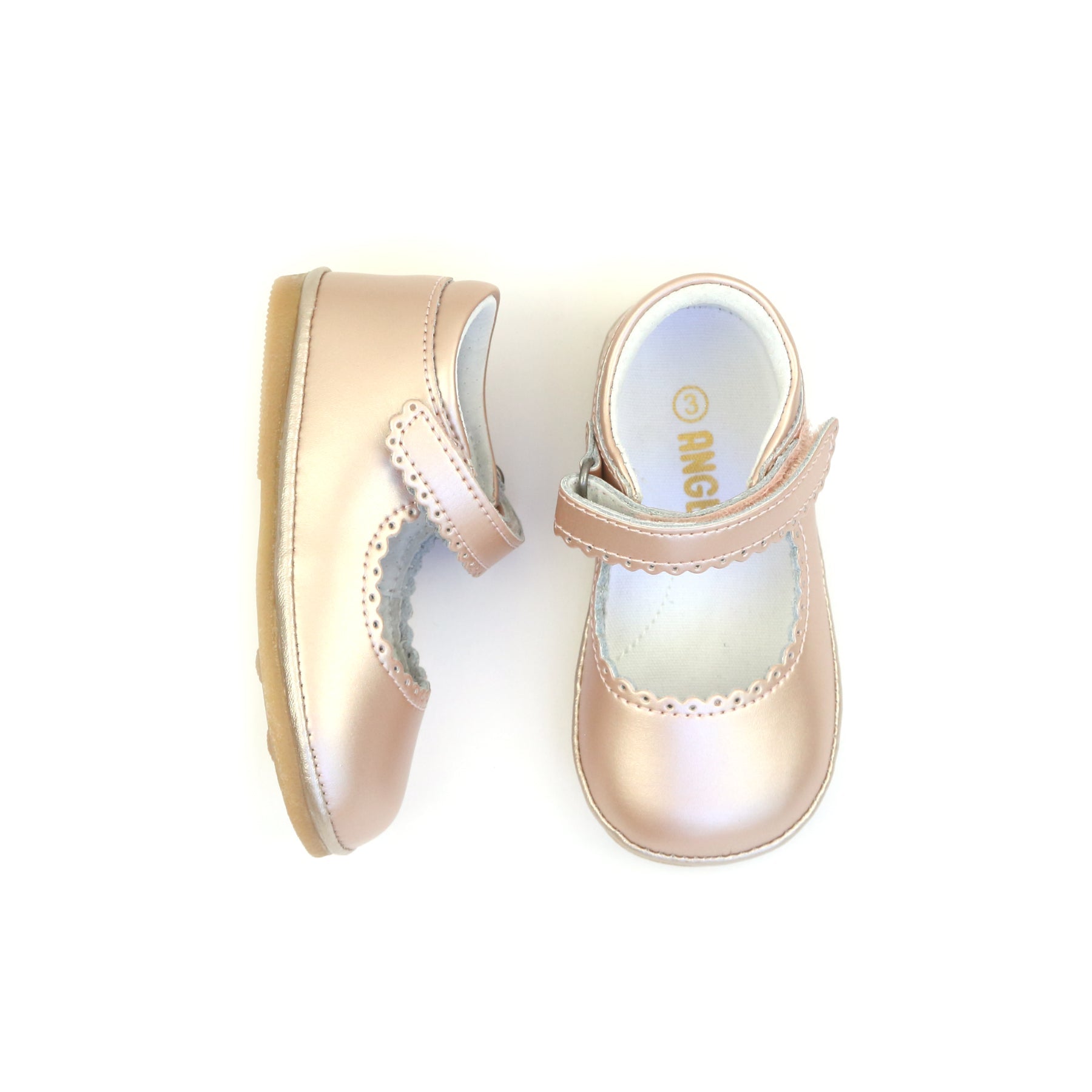 Angel Cara Pink Gold Scalloped Leather Mary Jane - Babies & Toddlers Mary Janes