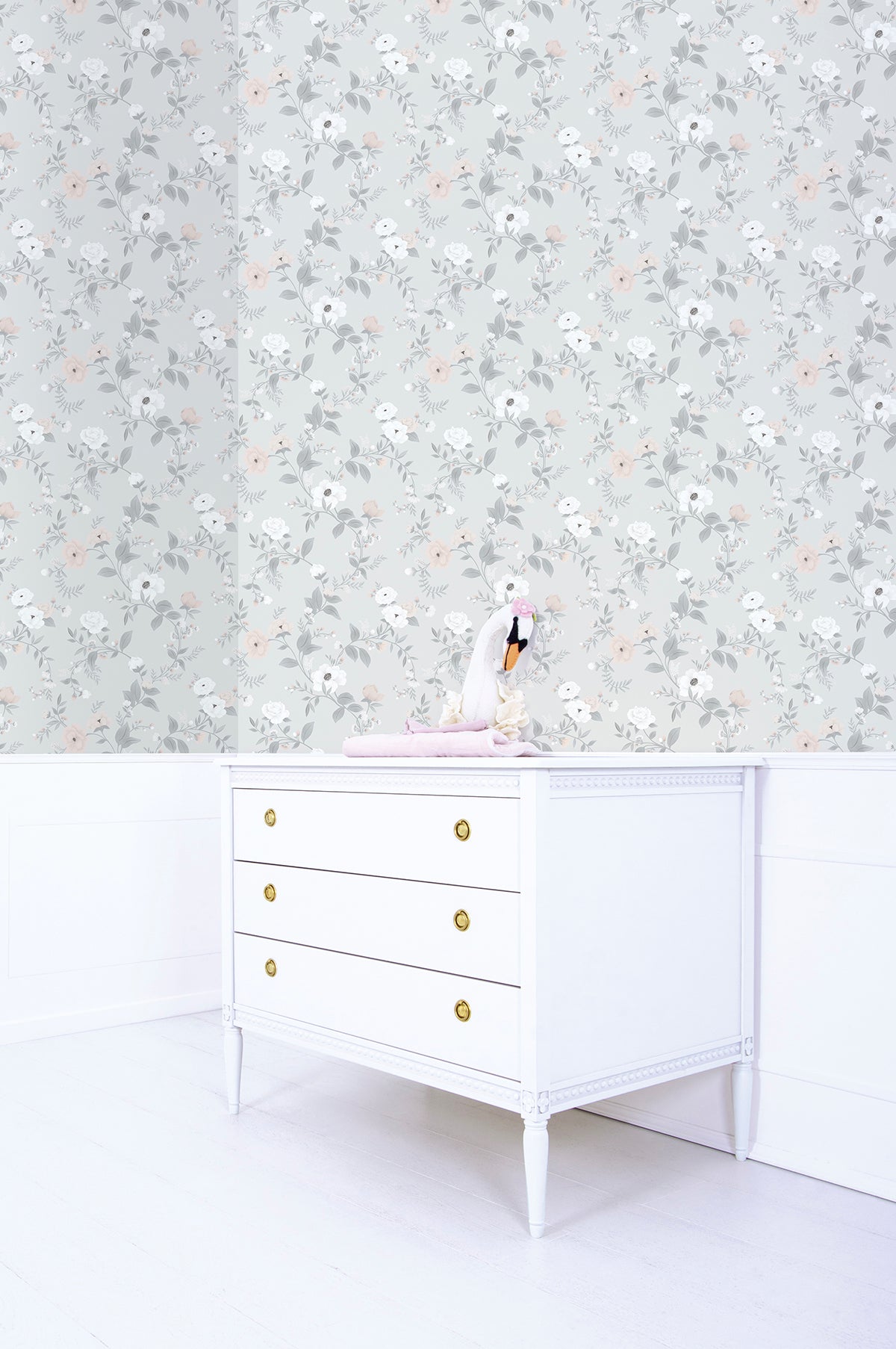 Lilipinso Wallpaper (50 Cm X 10 M) - Symphony Of Roses (Grey)