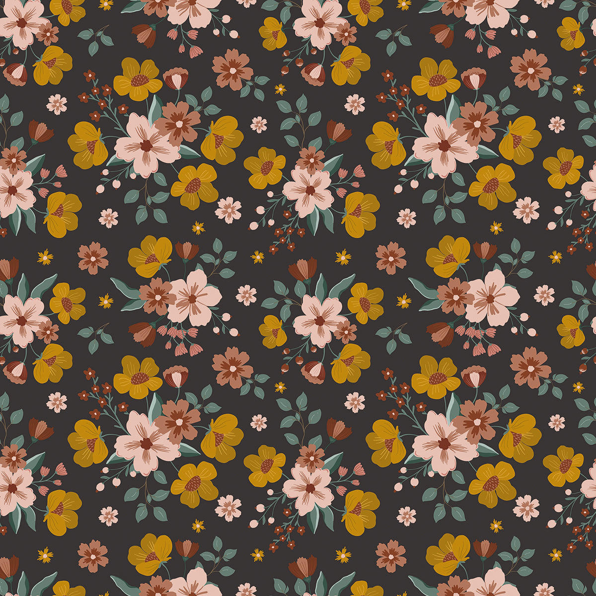Lilipinso Wallpaper (50 Cm X 10 M) - Fall Bouquets (Dark)
