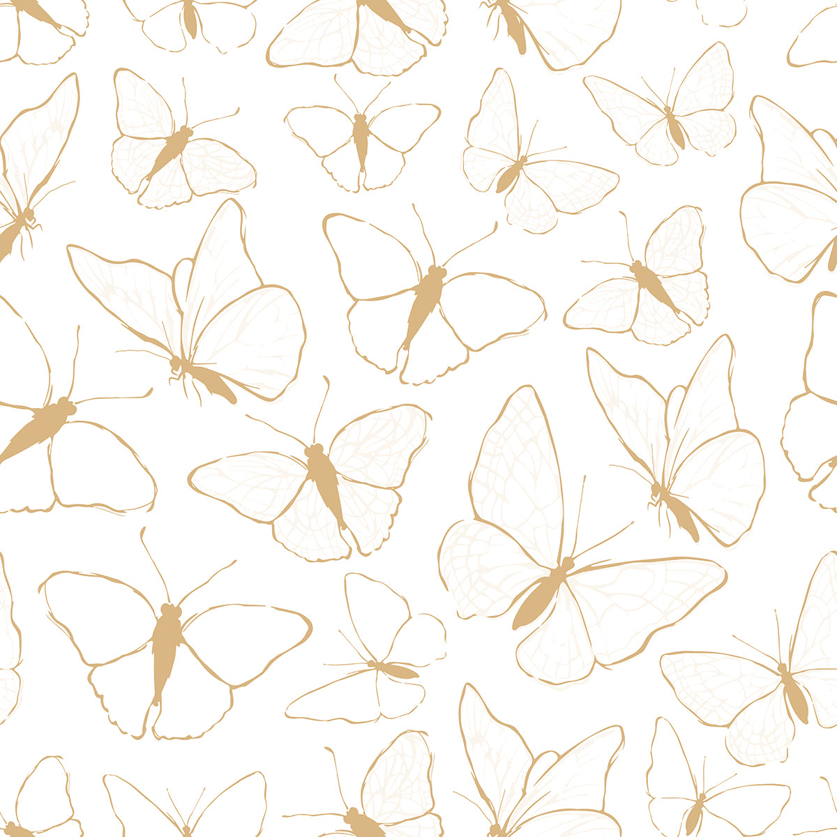 Lilipinso Wallpaper (50 Cm X 10 M) - Butterflies (Mustard Yelow)