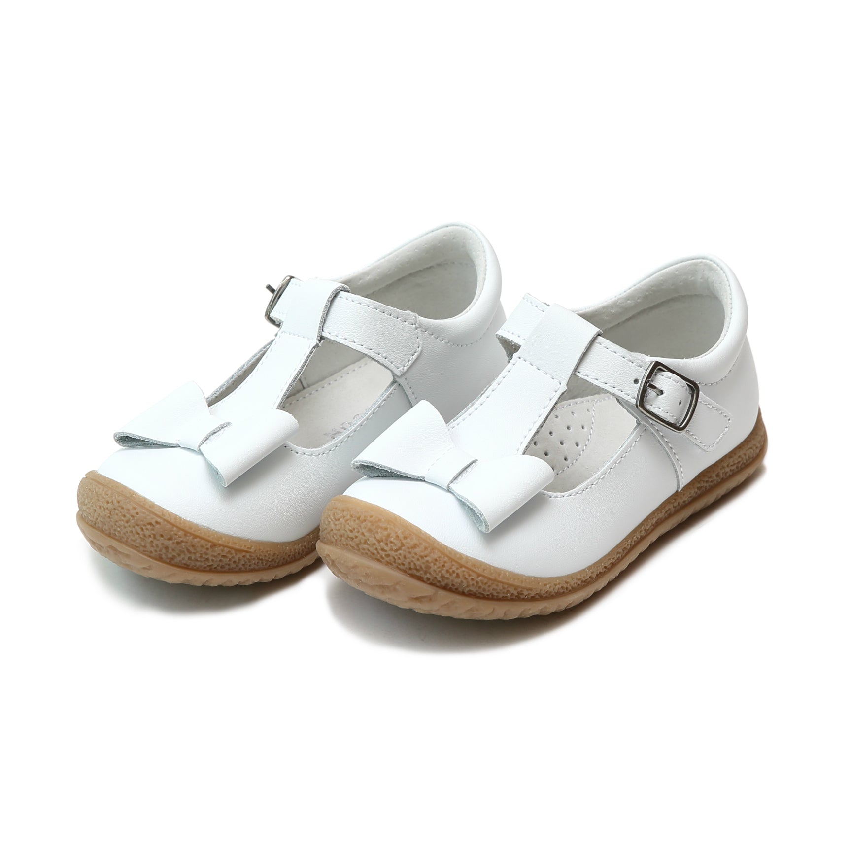 L'Amour Emma Classic White Bow T-Strap Mary Jane Mary Janes