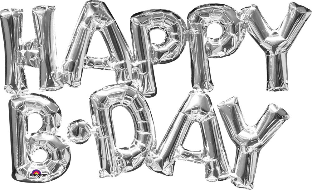 30" Happy Bday Balloon Kit Silver