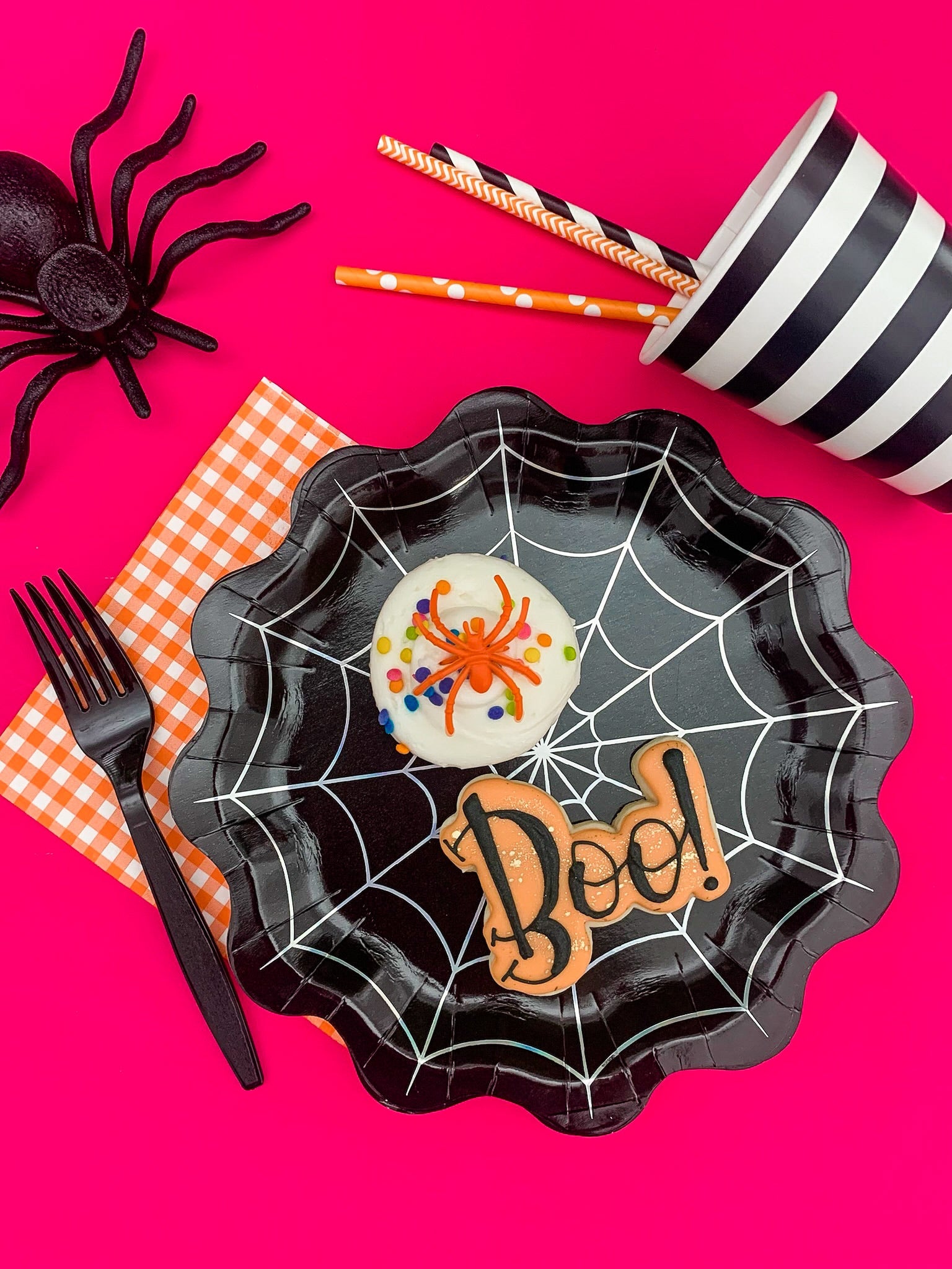 Sprinkles & Confetti | Party Boxes & Party Supplies Halloween Holographic Spider Web Shaped Plate by Sprinkles & Confetti | Party Boxes & Party Supplies