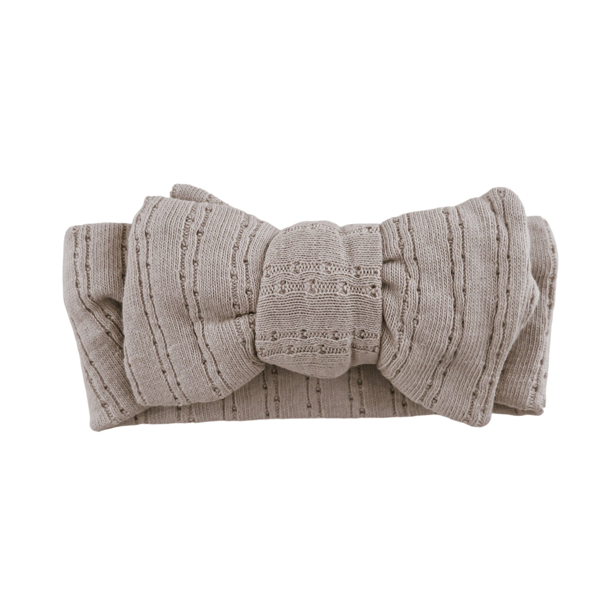 Pointelle Bow Headband - Beige