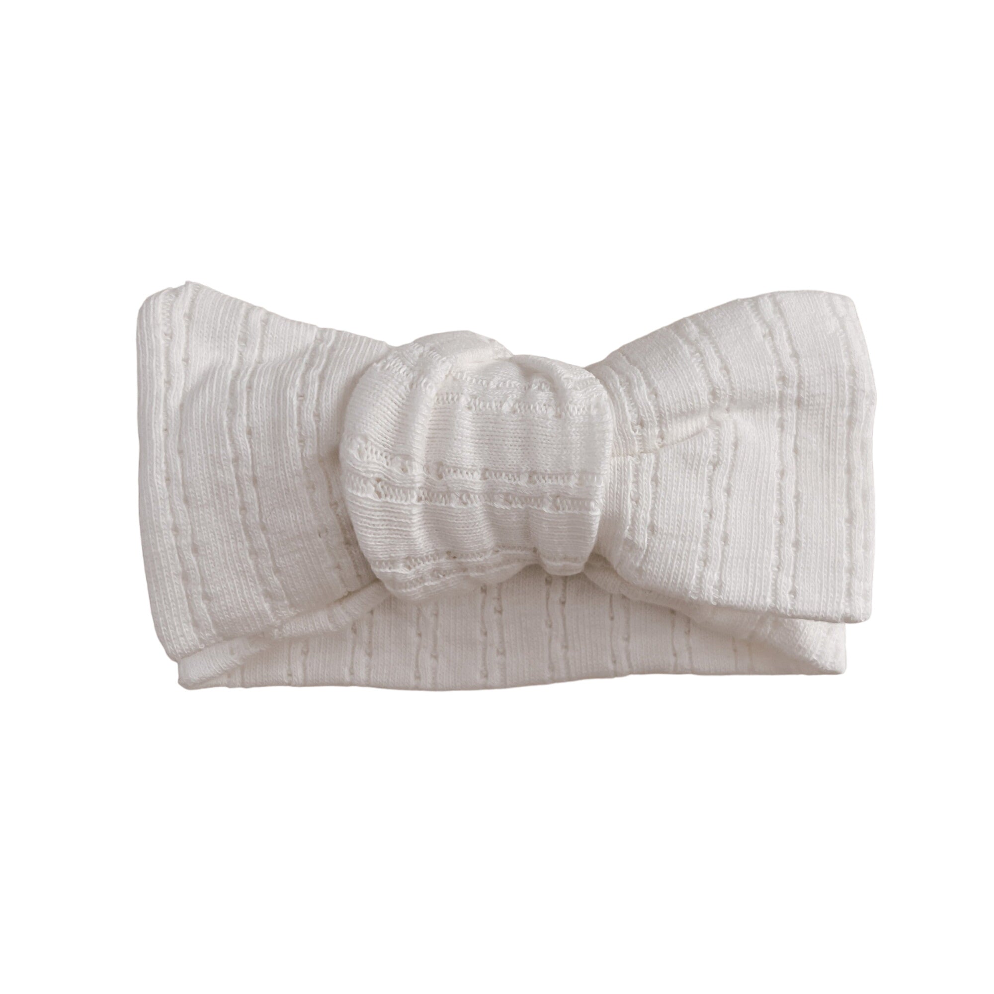 Pointelle Bow Headband - White