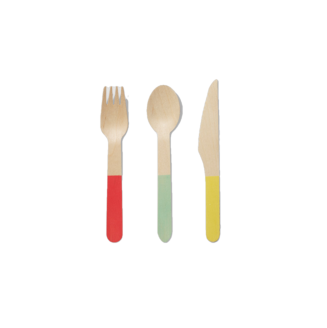 Coterie Tricolore Wooden Cutlery Set (30 per pack) Cutleries
