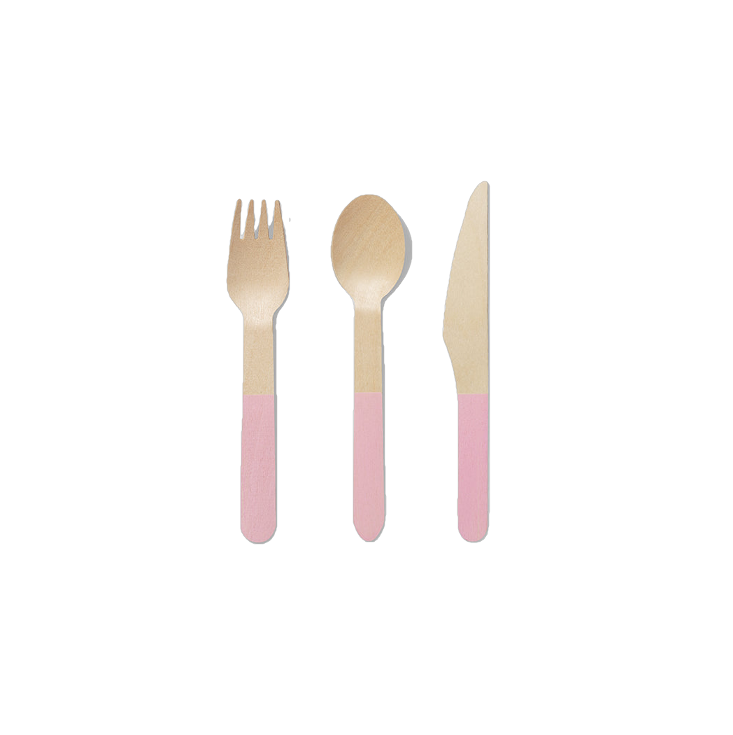 Coterie Pale Pink Wooden Cutlery Set (30 per pack) Cutleries