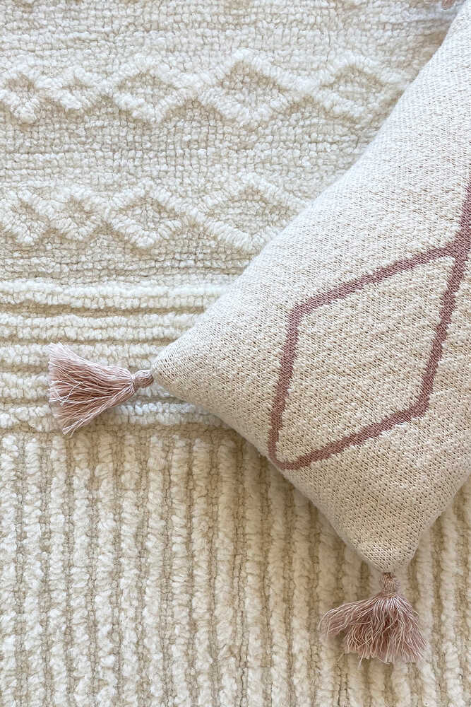 Knitted Cushion Little Oasis Natural - Pale Pink  - Bereber Classics