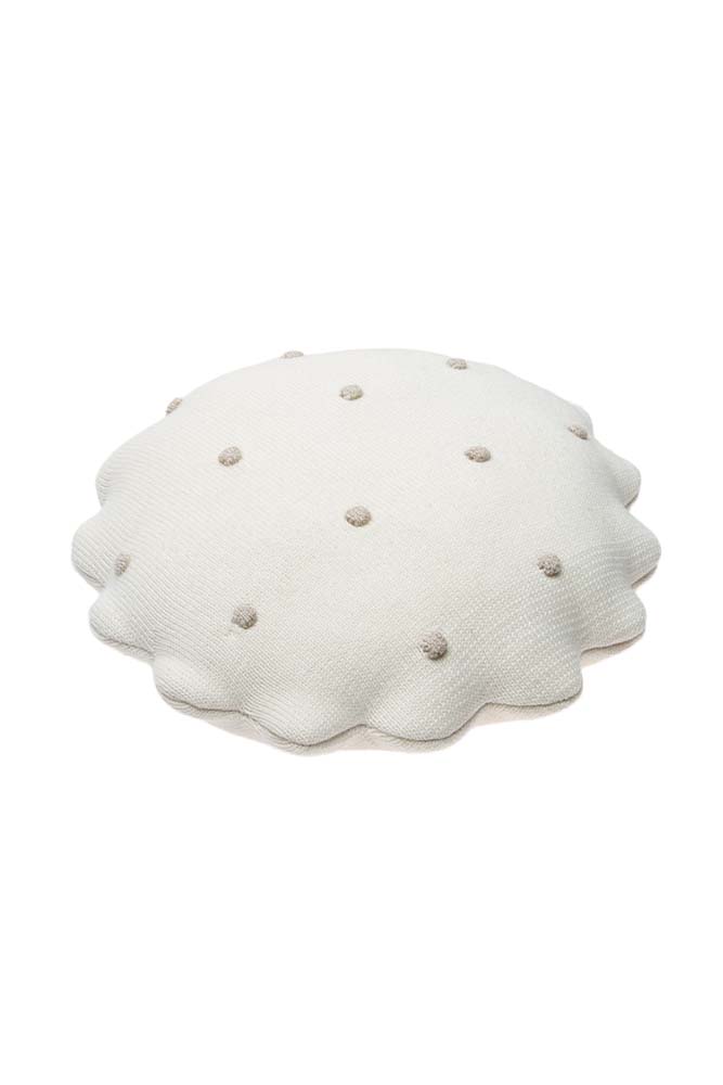 Knitted Cushion Round Biscuit Ivory  - Biscuit