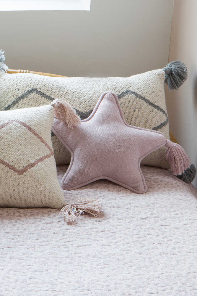 Knitted Cushion Twinkle Star Pink Pearl  - Stars