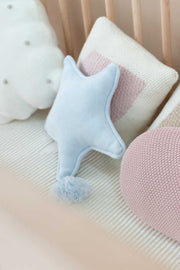Knitted Cushion Twinkle Star Soft Blue  - Stars