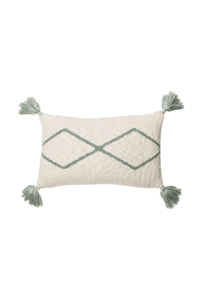 Knitted Cushion Little Oasis Natural - Indus Blue  - Bereber Classics