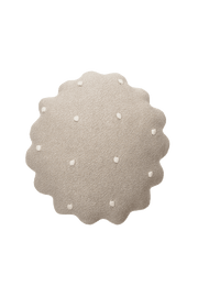 Knitted Cushion Round Biscuit Dune White  - Biscuit