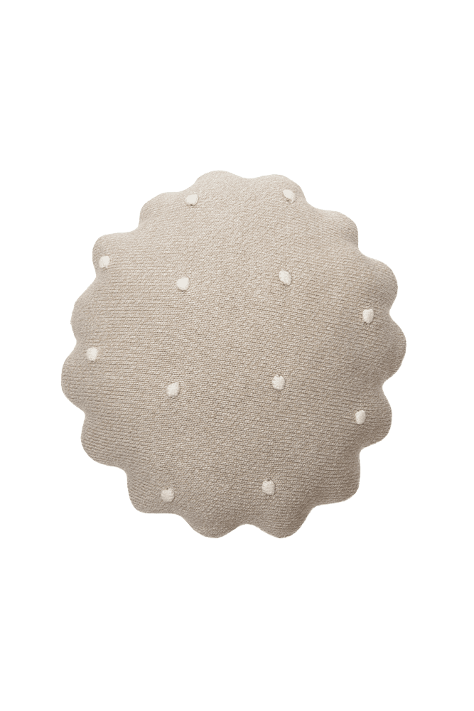 Knitted Cushion Round Biscuit Dune White  - Biscuit