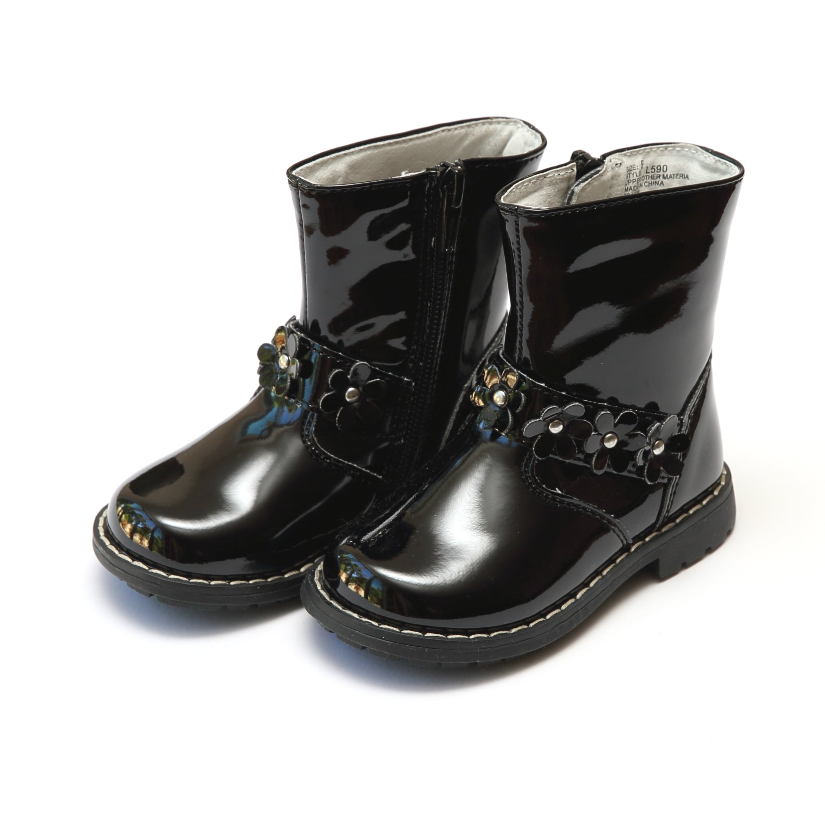 L'Amour Robin Flower Belted Patent Boot Boots