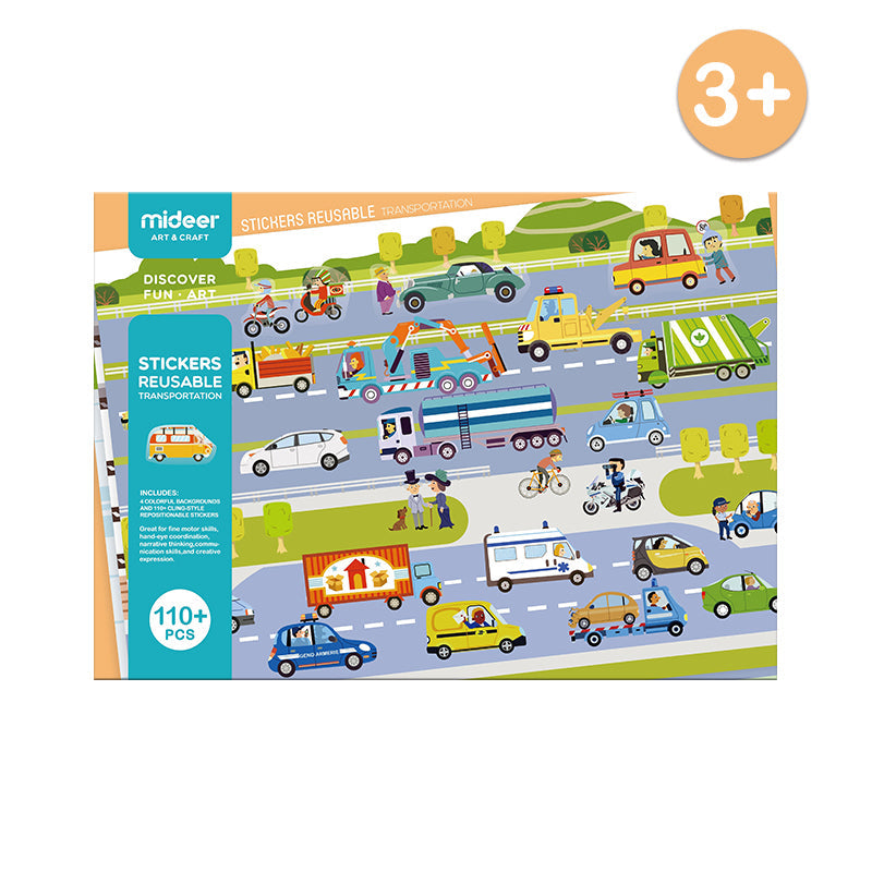 Mideer Reusable Sticker Activity Pads: 110-piece Transportation Toy