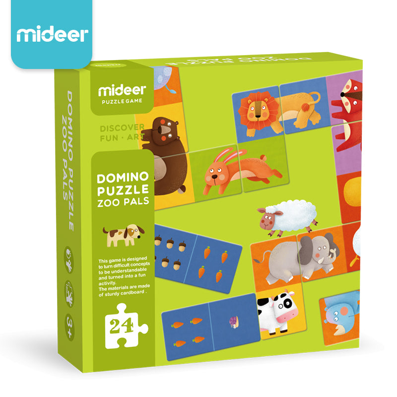Mideer Domino Puzzle Zoo Pals Matching Game and Domino Set Puzzle
