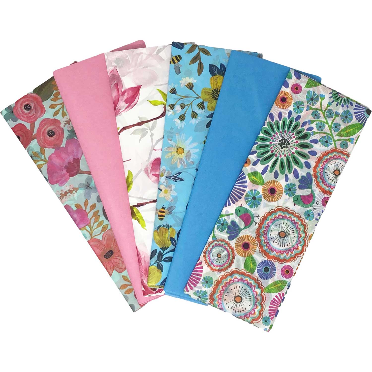 All Occasion Tissue Paper Assortment (Florals, 6 Pack, 32 sheets total)