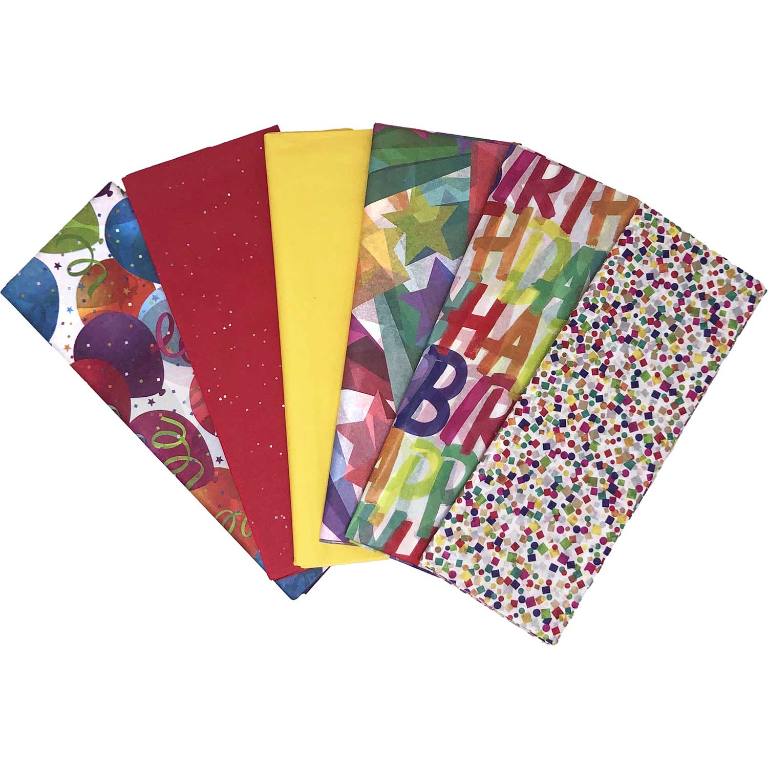 Celebration Tissue Paper Assortment (Birthday, 6 Pack, 28 sheets total)