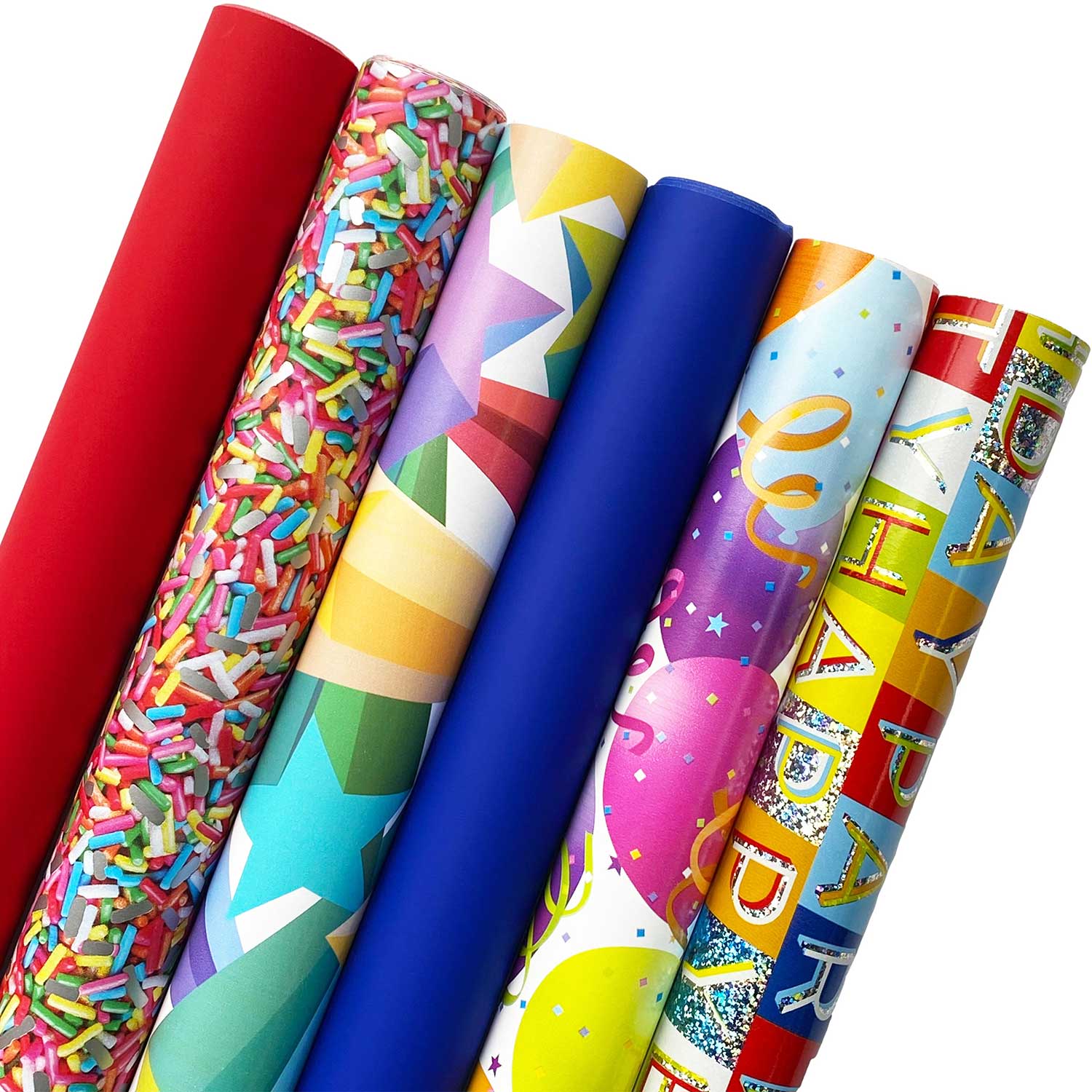 Birthday Wrapping Paper Bundle with Cut Lines on Reverse