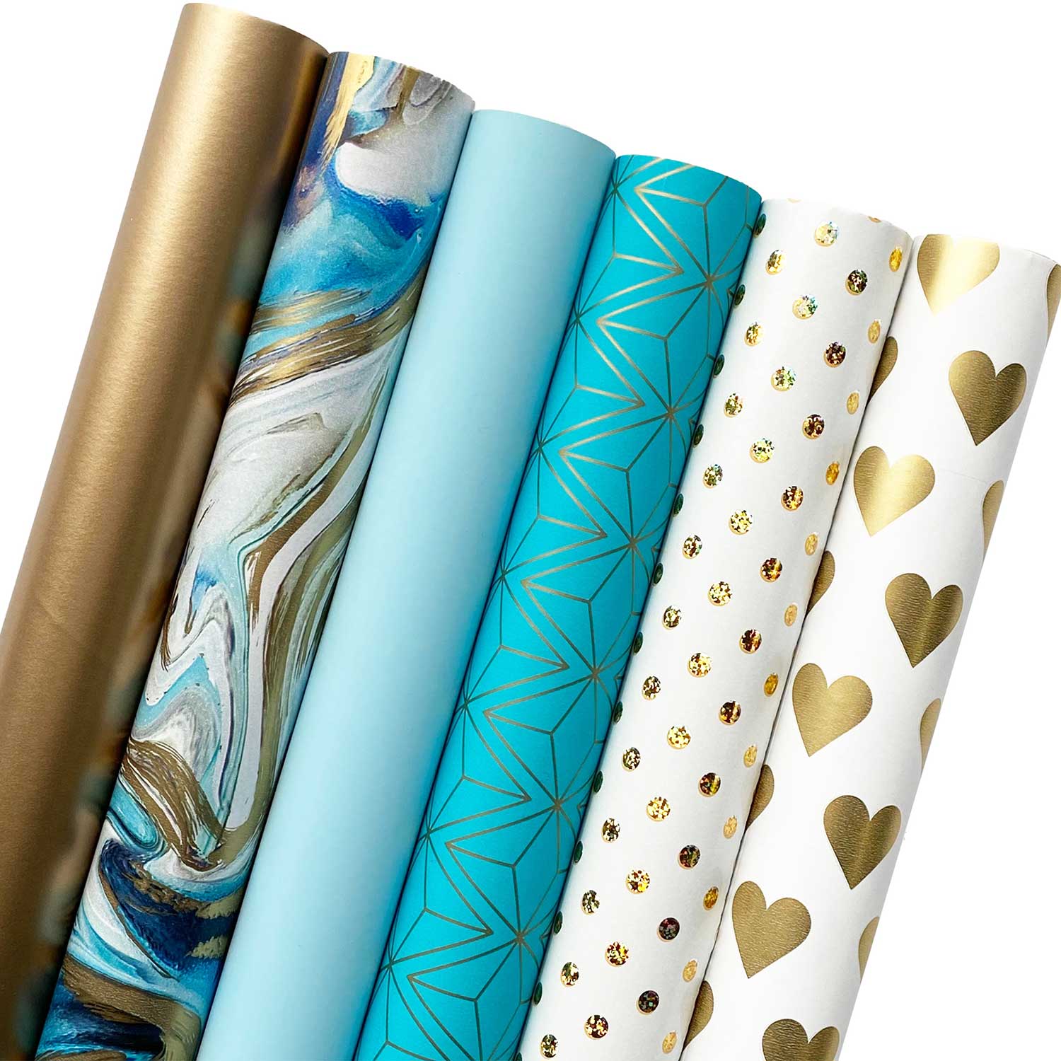 All Occasion Geo Graphics Wrapping Paper Bundle with Cut Lines on Reverse
