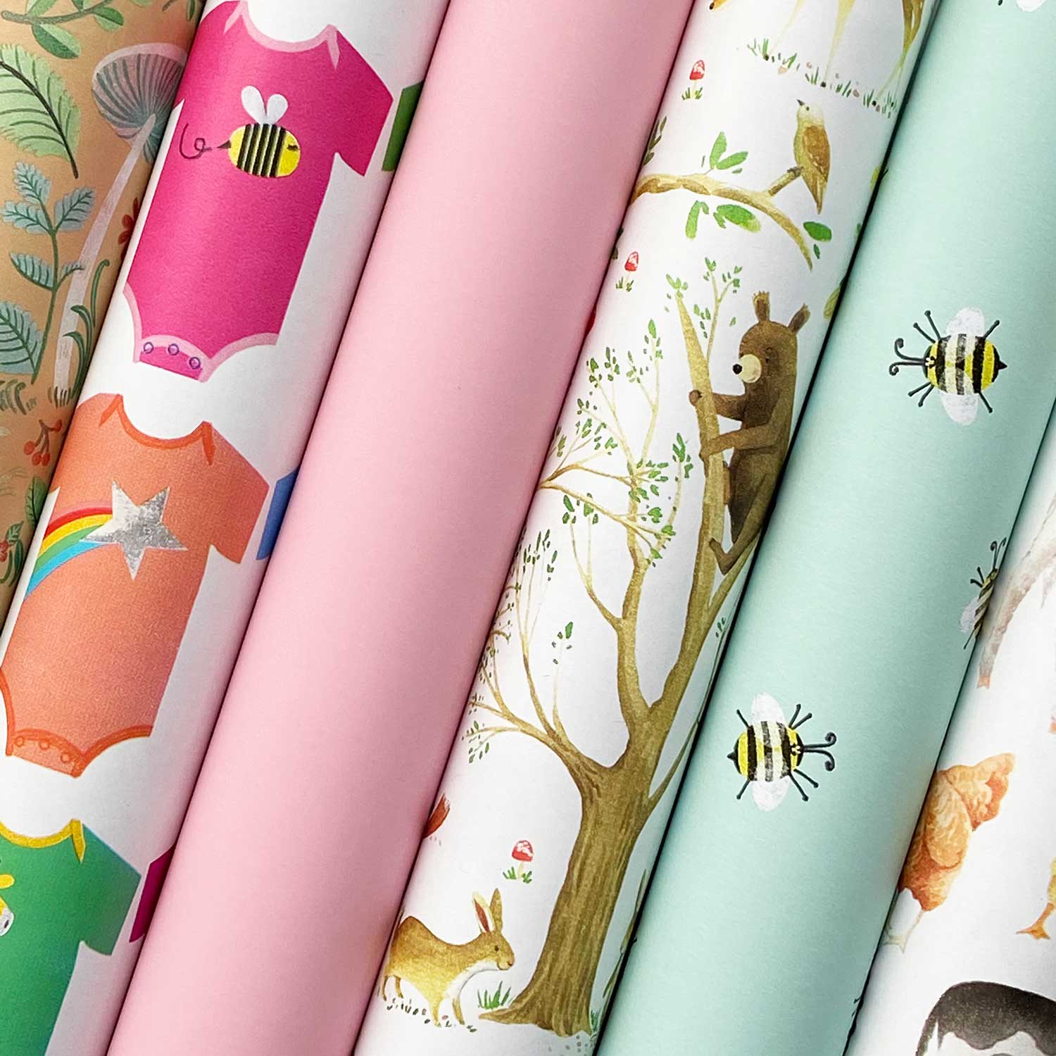 Baby Wrapping Paper Bundle with Cut Lines on Reverse
