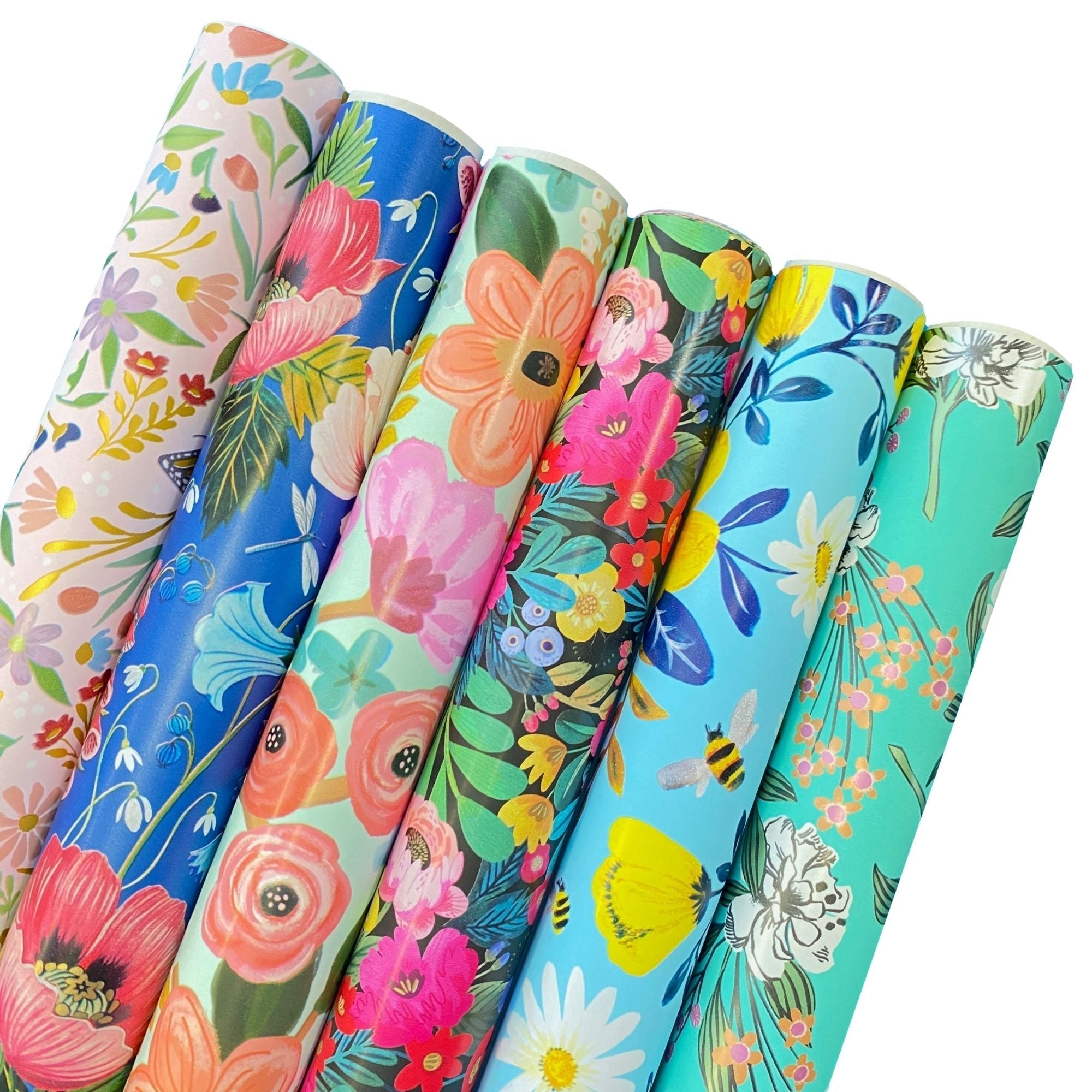 Floral Wrapping Paper Roll Bundle (12.5 sq ft per roll, 75 total sq ft), 6 Pack