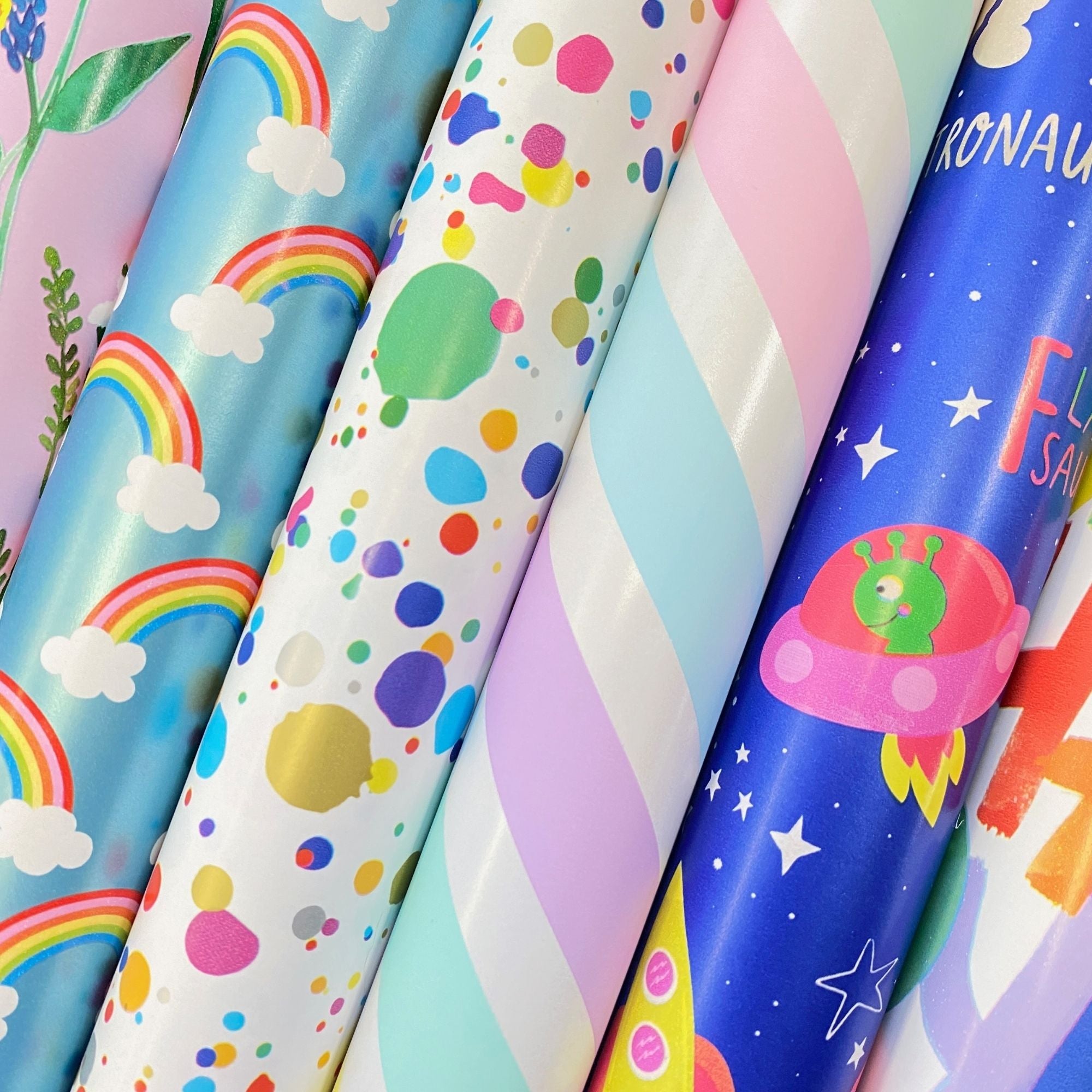Assorted Wrapping Paper Roll Bundle (12.5 sq ft per roll, 75 total sq ft), 6 Pack