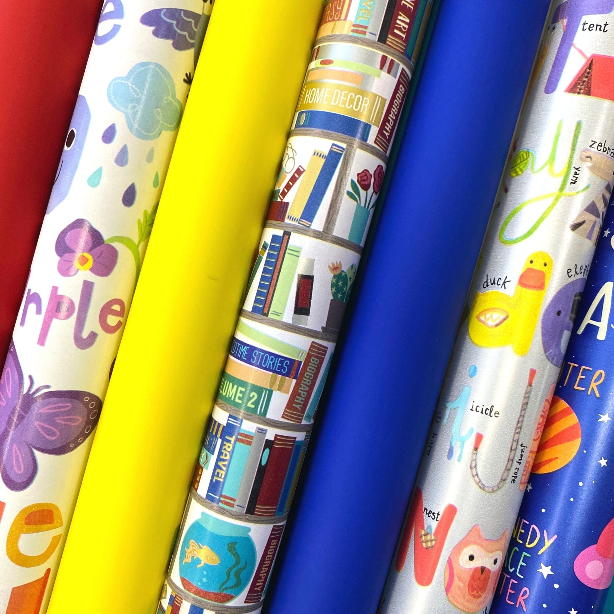 Back to School Wrapping Paper Roll Bundle (12.5 sq ft per roll, 87.5 total sq ft), 7 Pack
