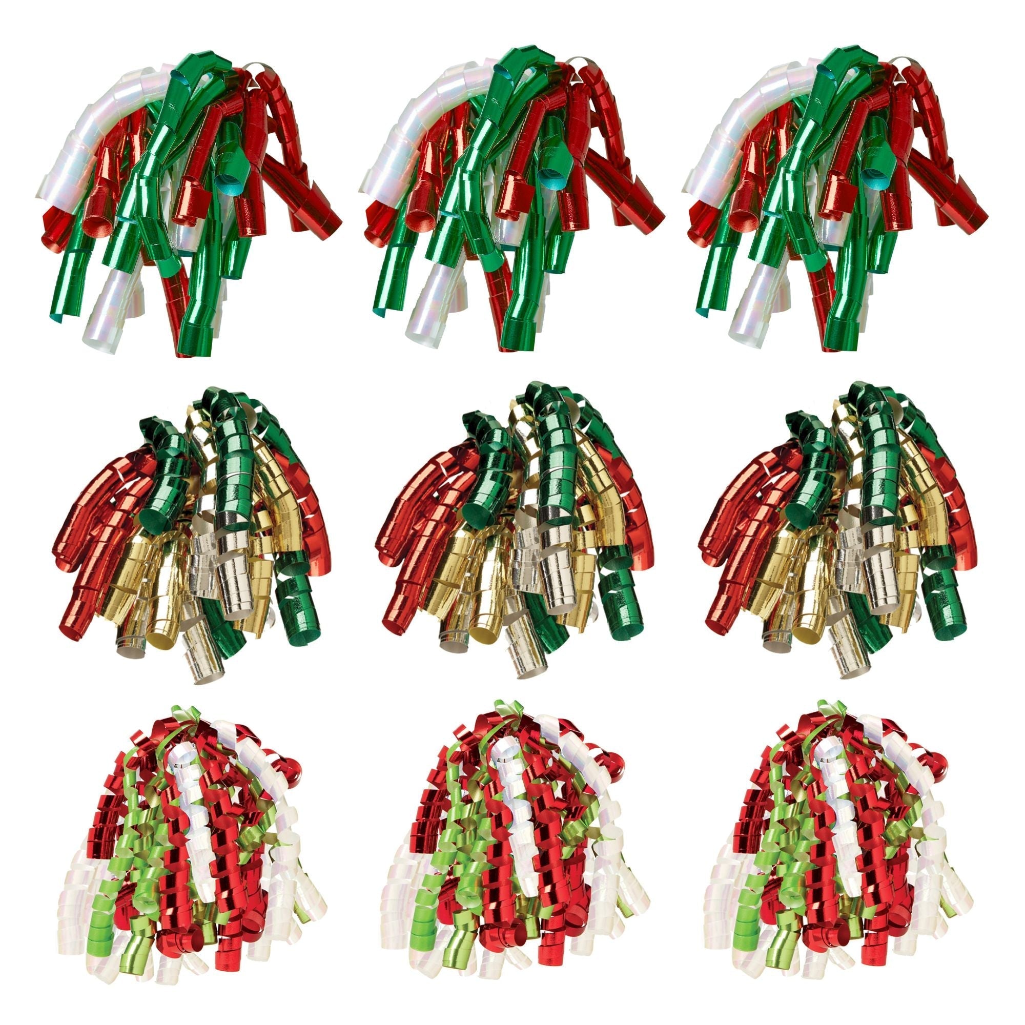 Christmas Poly Metallic Curly Bow Bundle, 9-Count