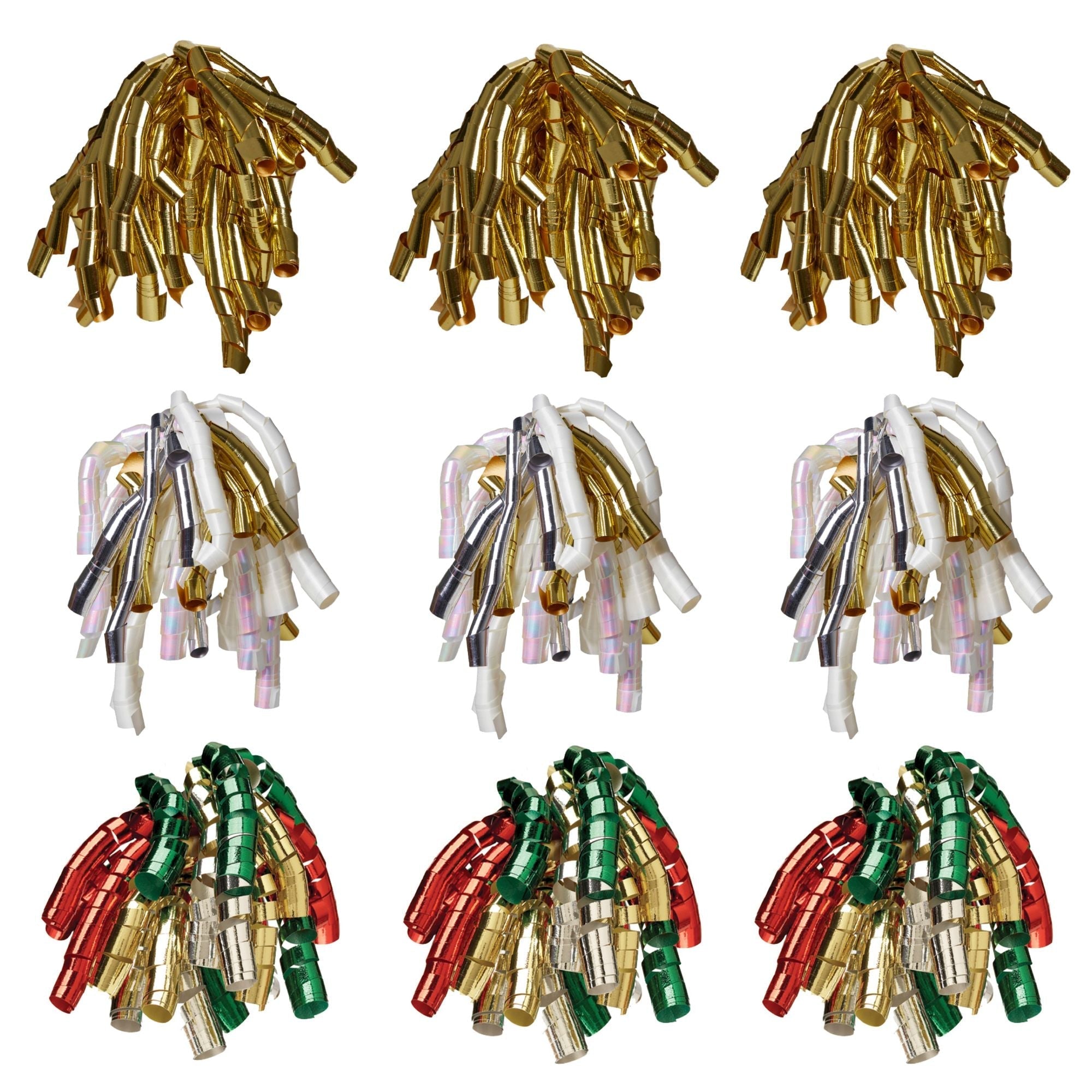 Christmas Poly Metallic Curly Bow Bundle, 9-Count