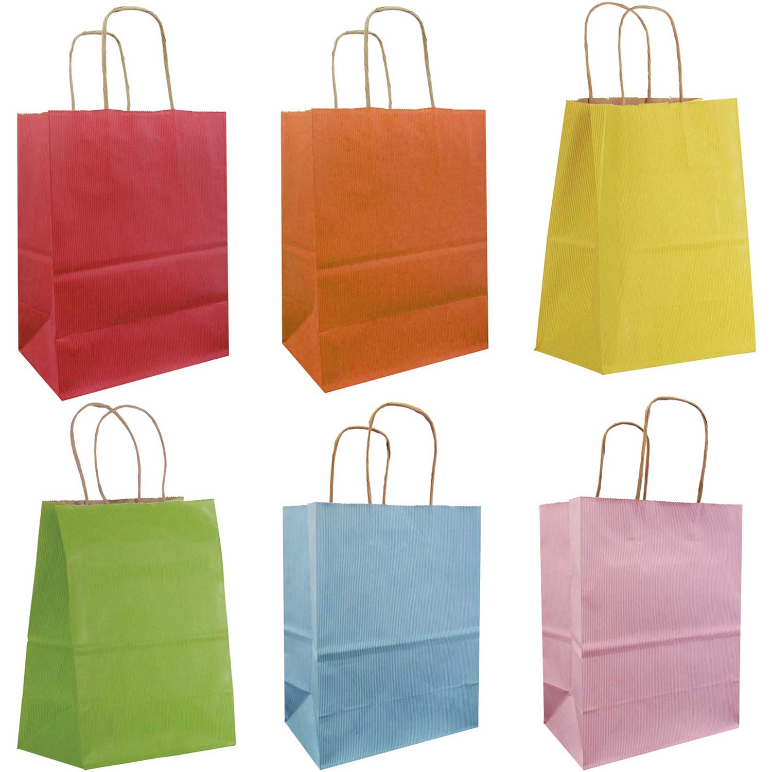 All Occasion Light Rainbow Kraft Solid Totes (12 Pack)