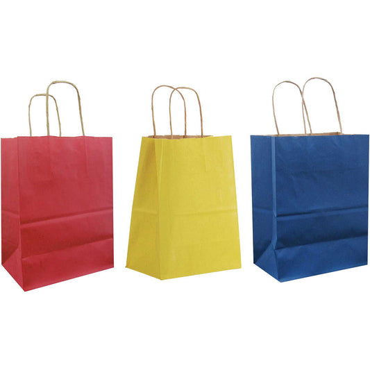 All Occasion Primary Kraft Medium Solid Totes (12 Pack)