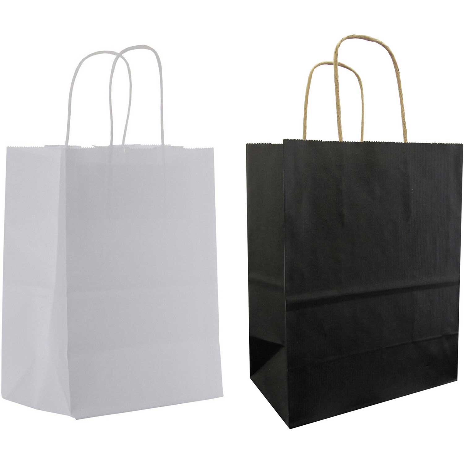All Occasion Black & White Kraft Medium Solid Totes (12 Pack)