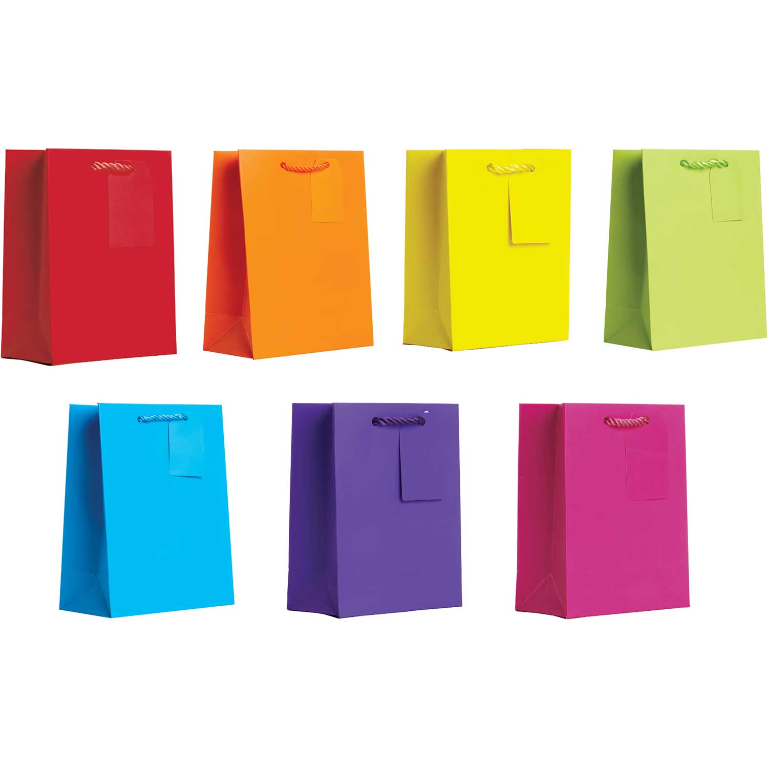 All Occasion Bright Rainbow Medium Solid Paper Gift Bags (7 Pack)