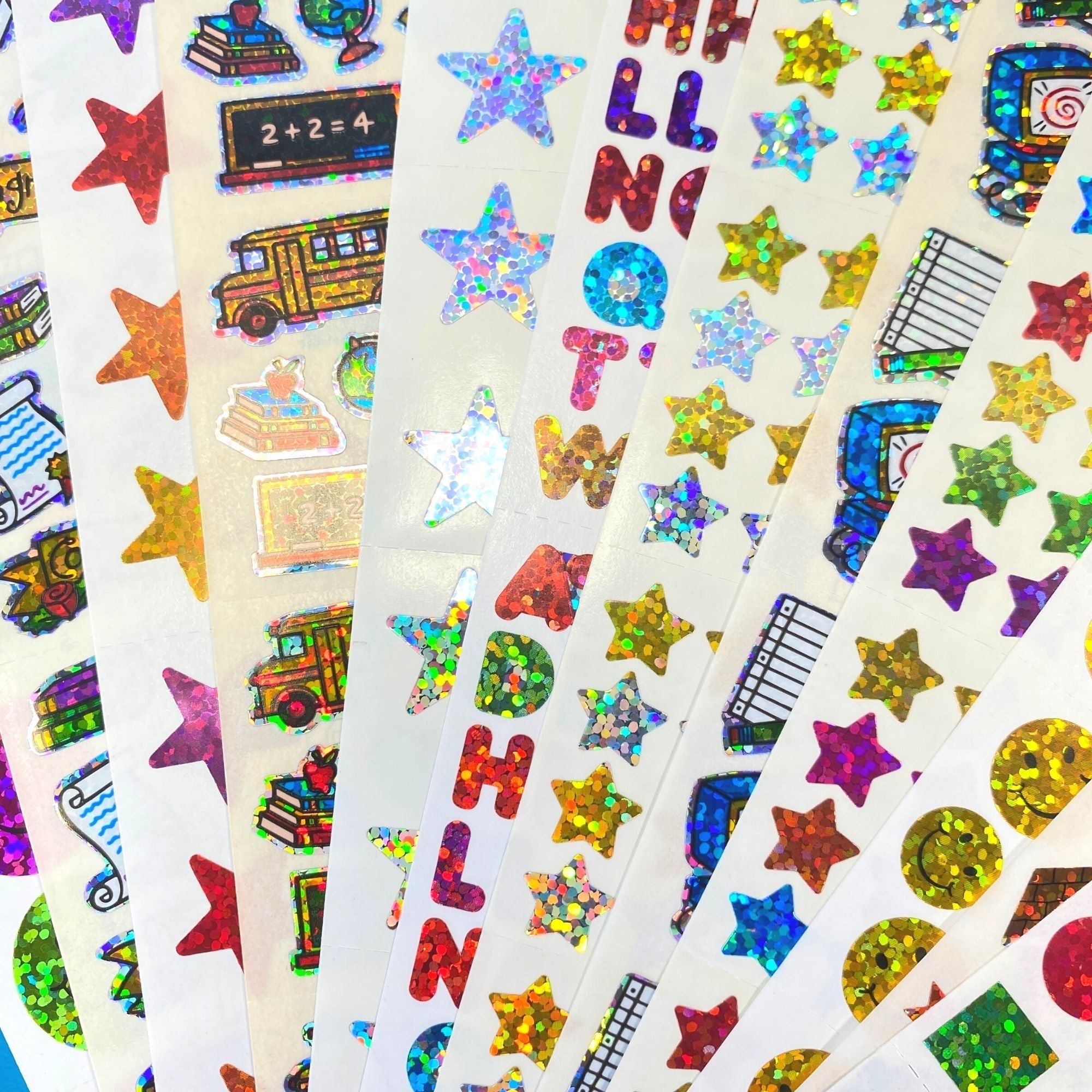Back to School Holographic Sticker Bundle, 12 Sheets