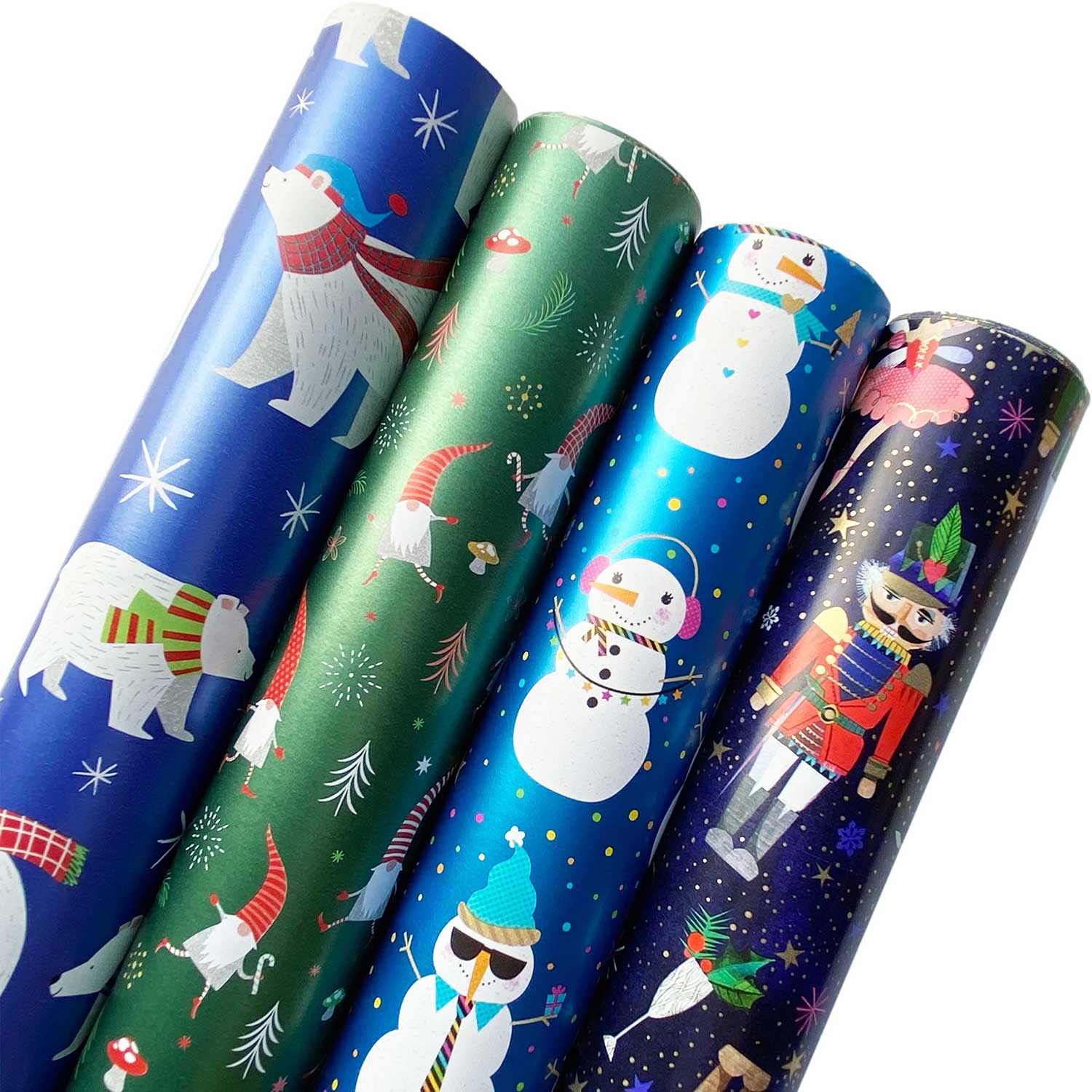 Christmas Wrapping Paper Roll Bundle with Cut Lines on Reverse