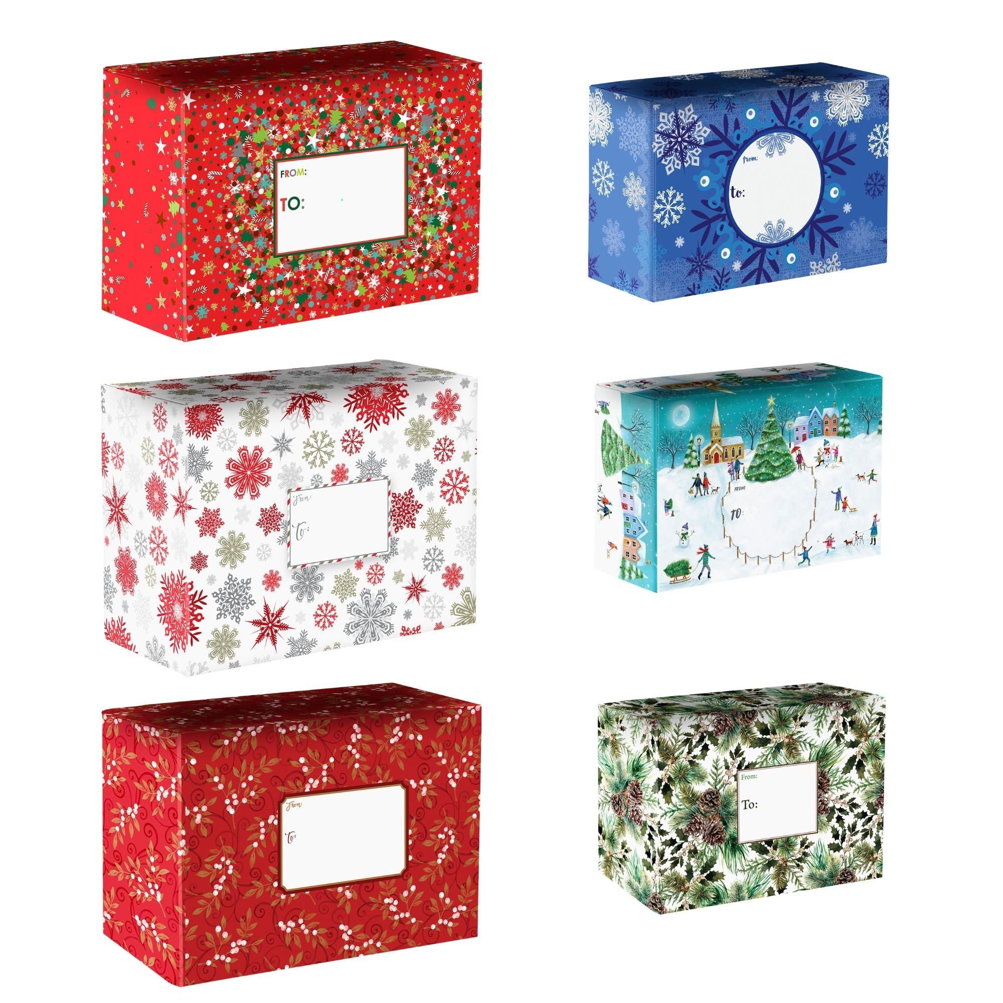 Elegant Christmas Decorative Mailing Box Bundle, 12-Count